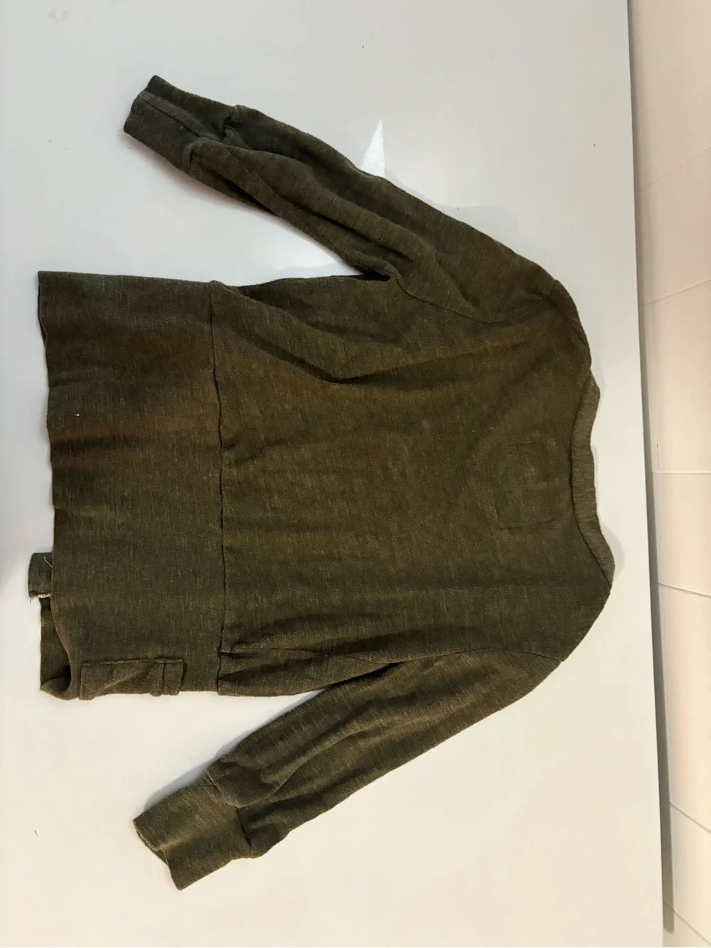 Poof! Olive Green Cropped Cardigan Sweater - Picture 5 of 5